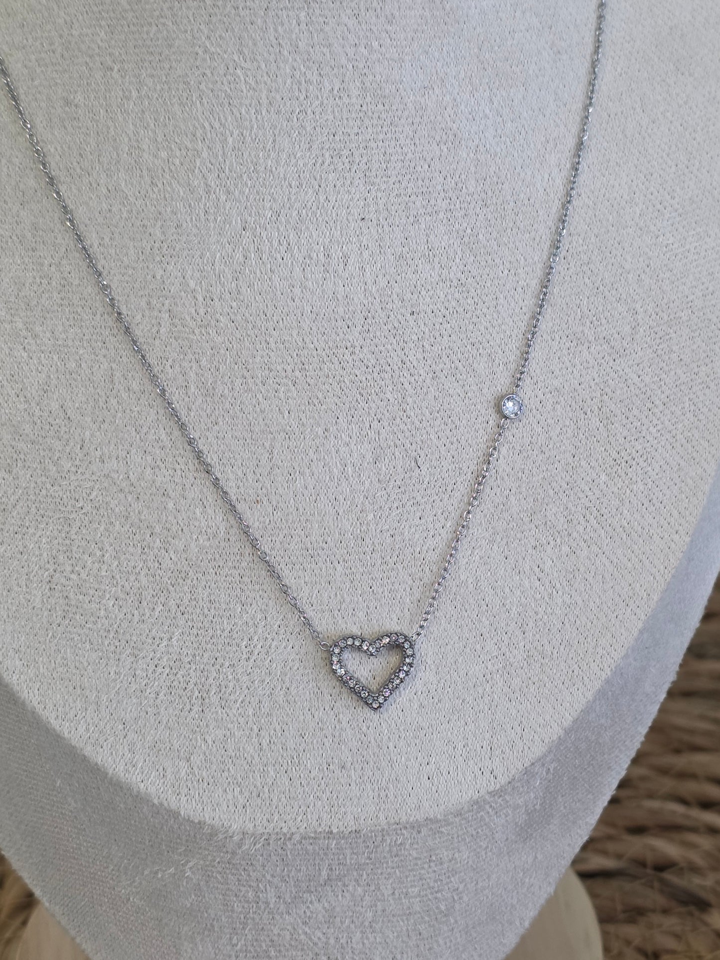 Pendentif Cœur à Strass Argenté