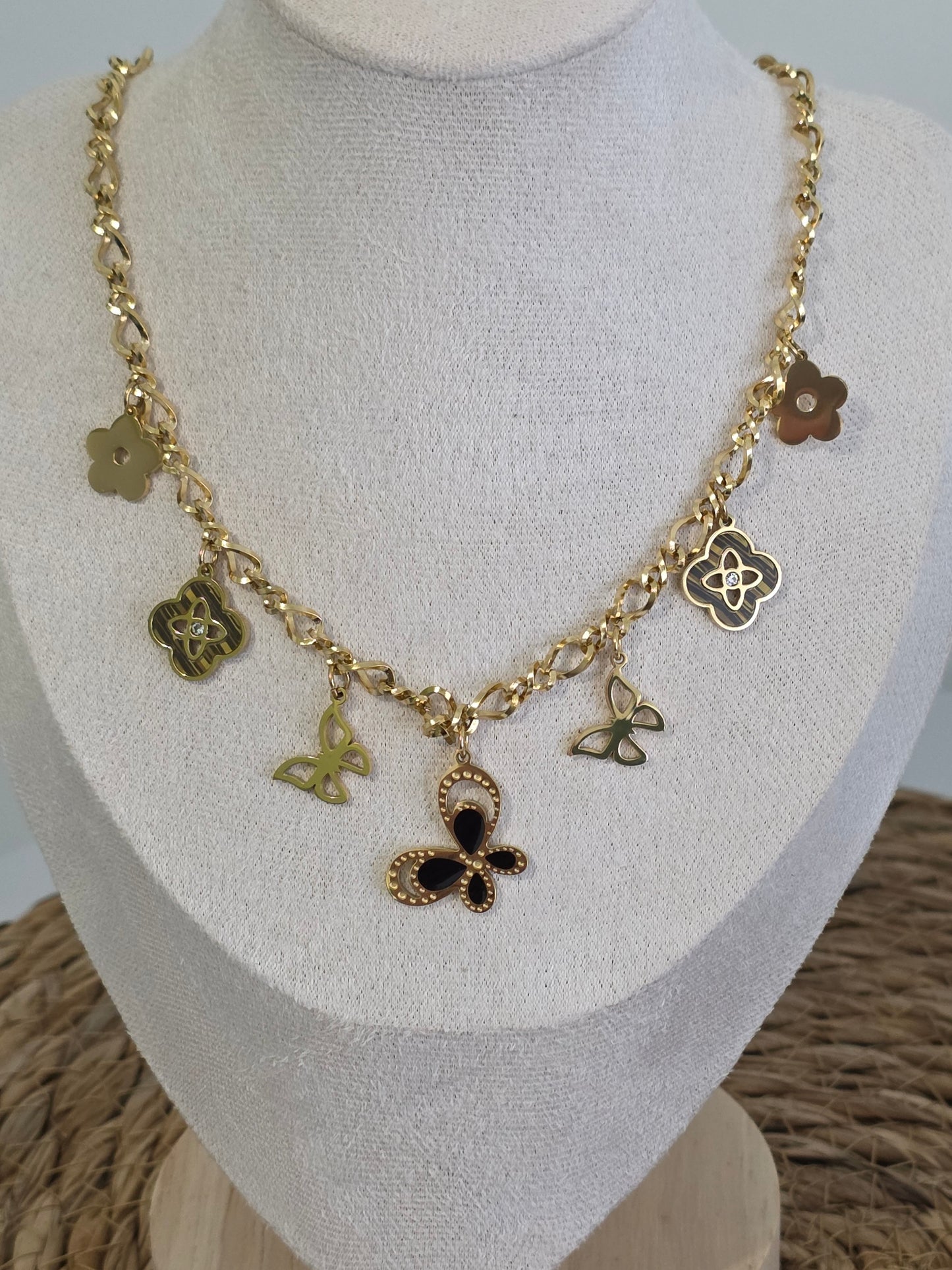 Pendentif Breloque Noir Doré