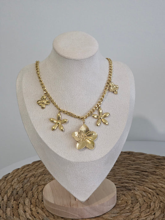 Pendentif Breloque Fleur Doré