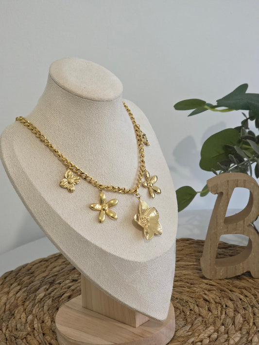 Pendentif Breloque Fleur Doré