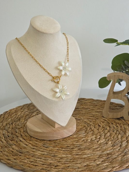 Pendentif Breloque Fleur Blanche