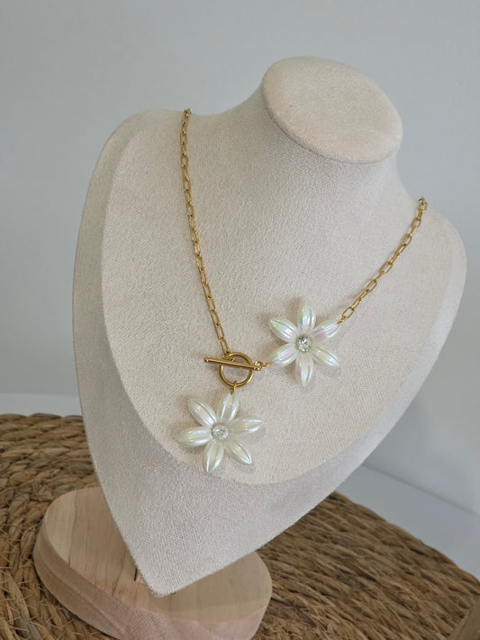 Pendentif Breloque Fleur Blanche