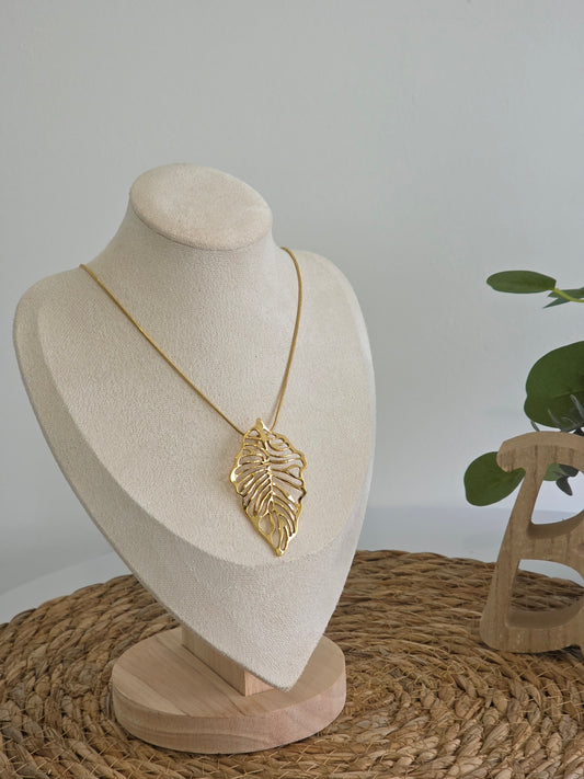 Pendentif Feuille Doré