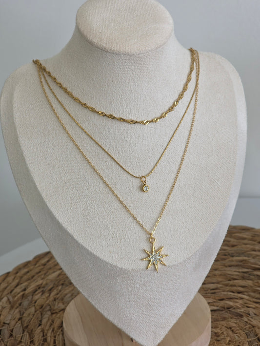 Ensemble 3 Pendentifs doré Etoilé