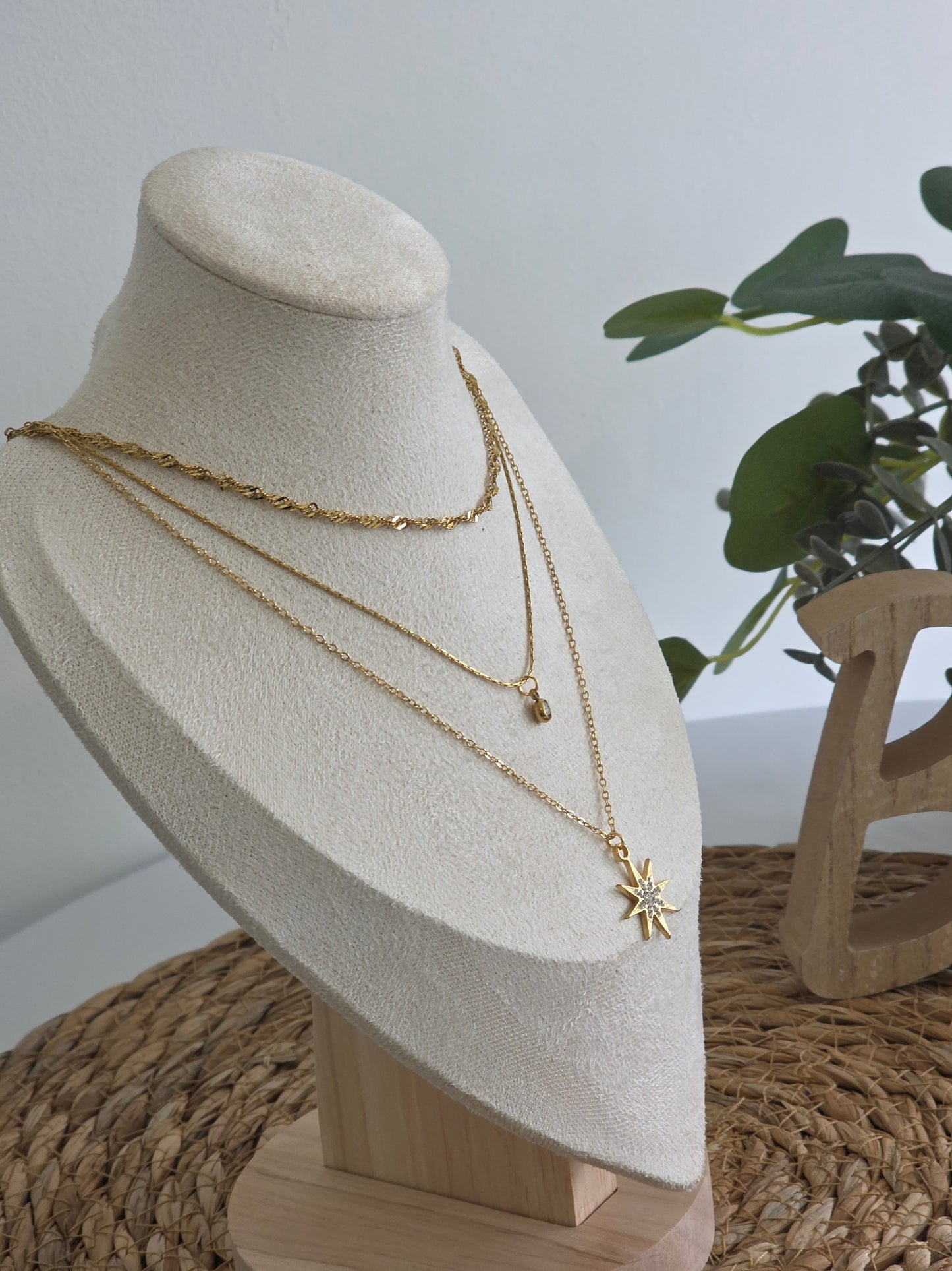 Ensemble 3 Pendentifs doré Etoilé