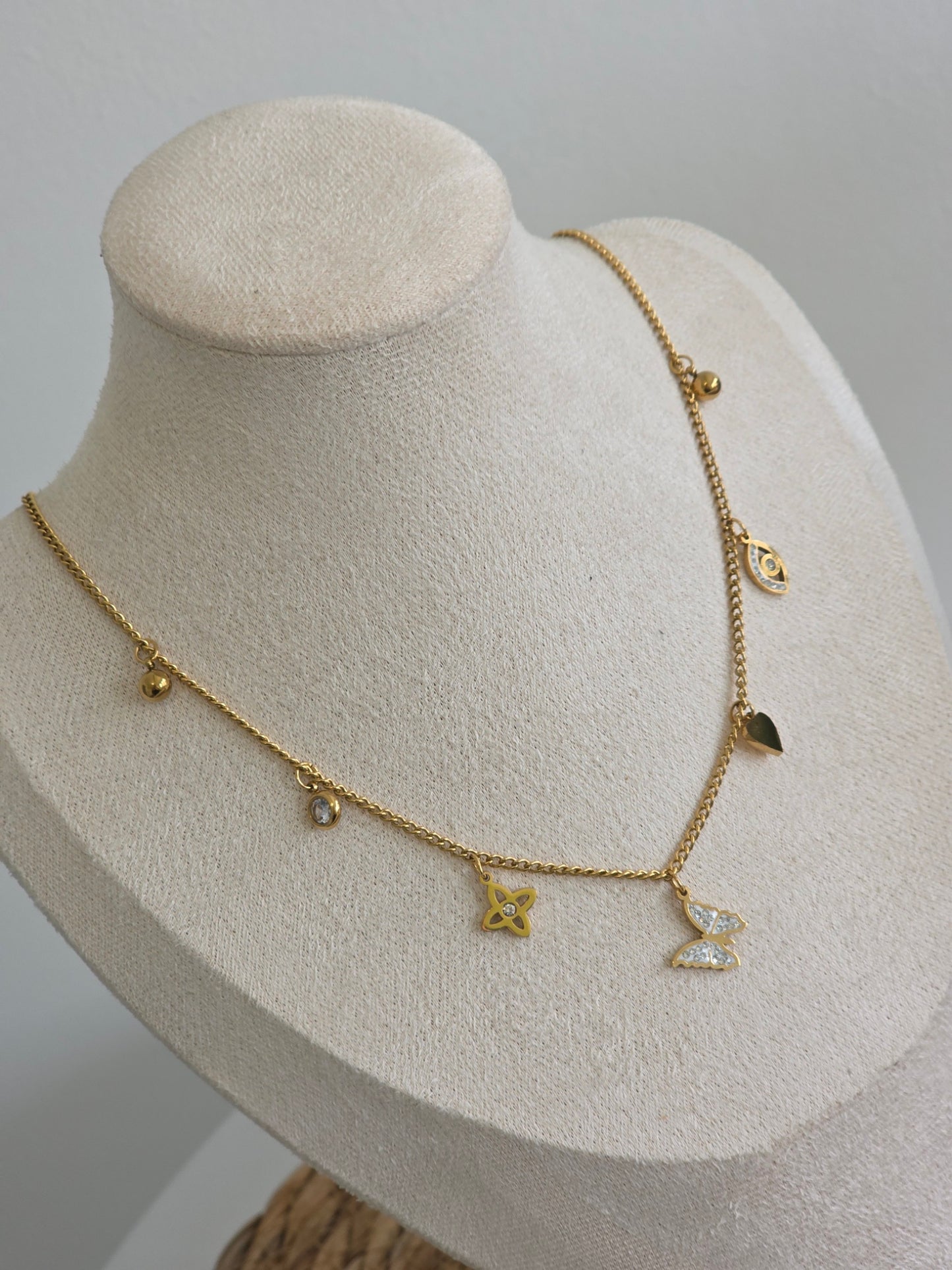 Pendentif Breloque Doré Papillon Blanc