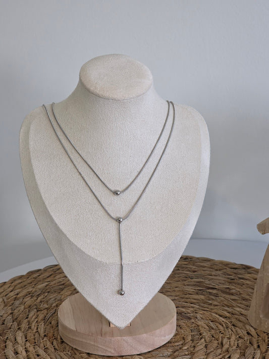 Ensemble Pendentif Boule Argenté