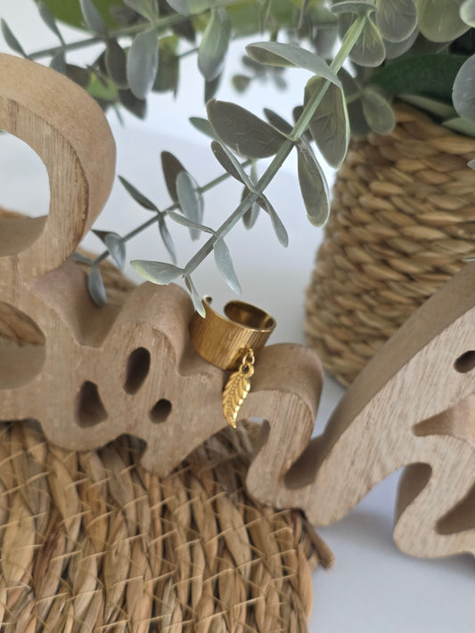 Nos Bagues Large Feuille Doré