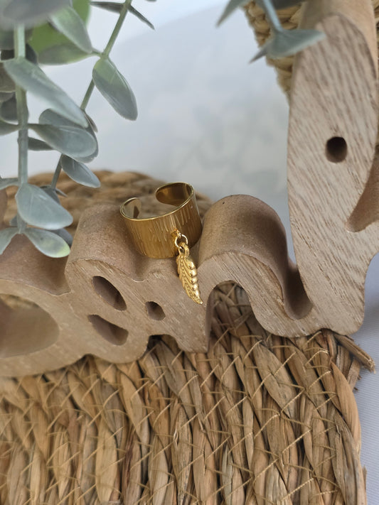 Nos Bagues Large Feuille Doré