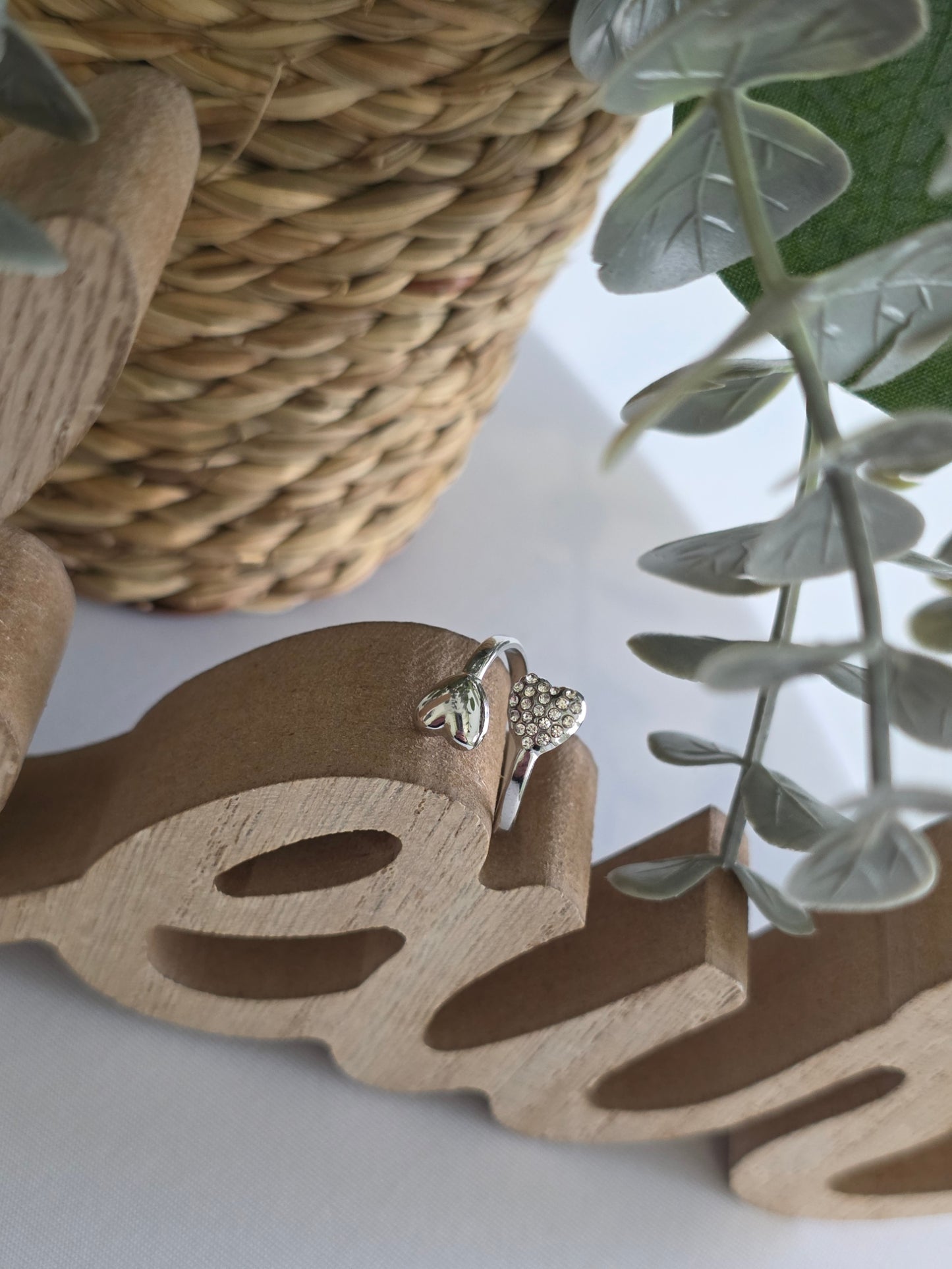 Nos Bagues Double Cœur Argenté