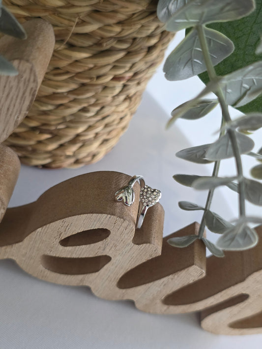 Nos Bagues Double Cœur Argenté