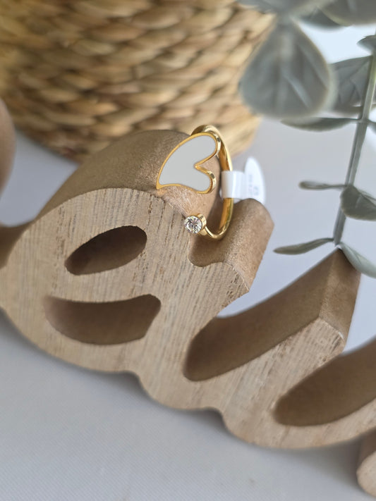 Nos Bagues Doré Cœur Blanc