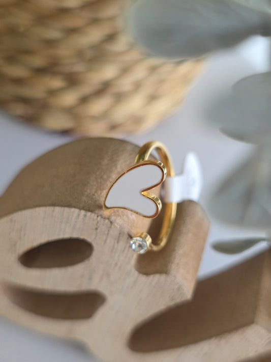 Nos Bagues Doré Cœur Blanc