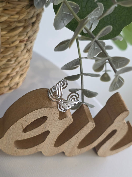 Nos Bagues Large Torsadé Argenté