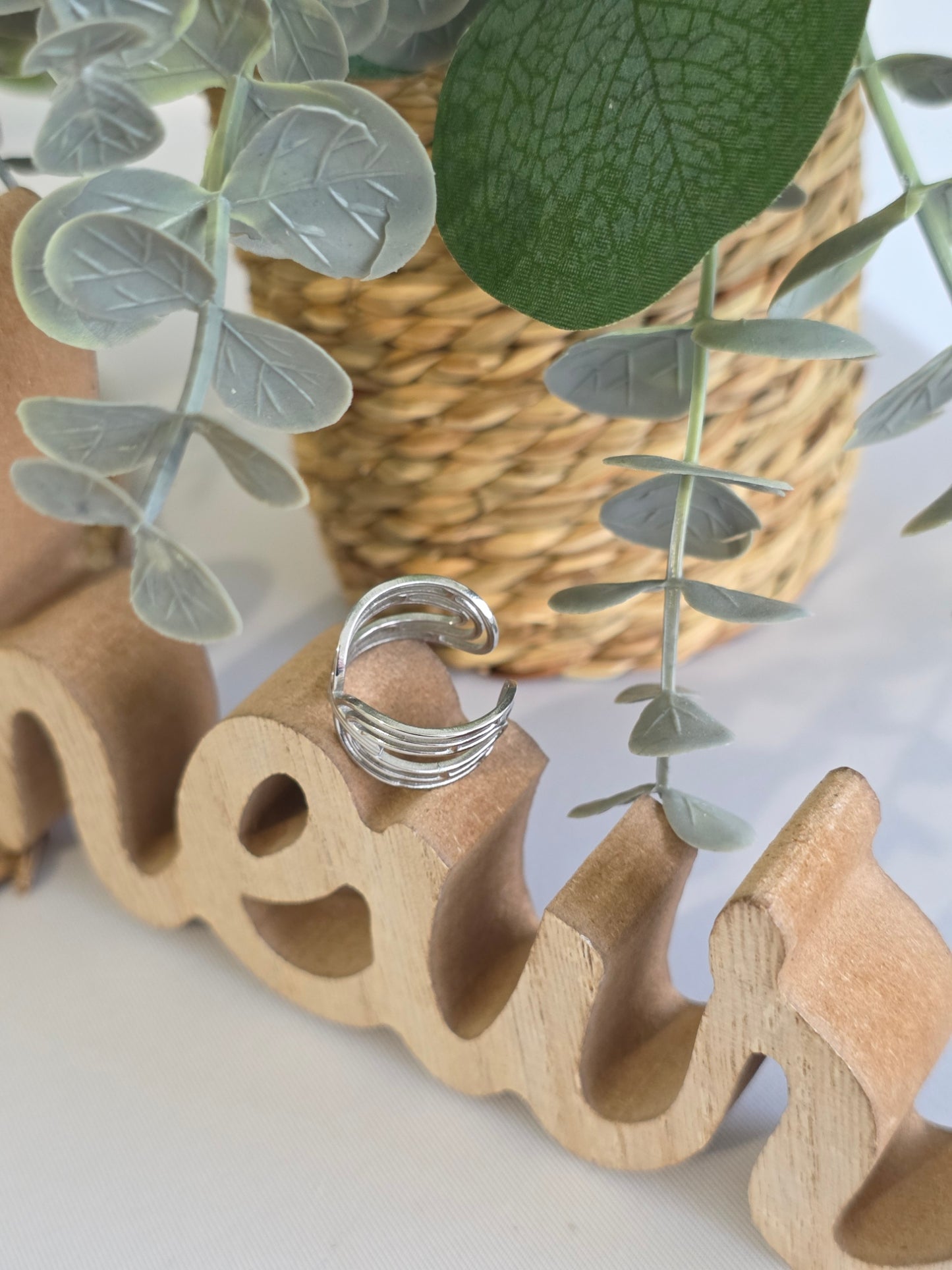 Nos Bagues Large Torsadé Argenté