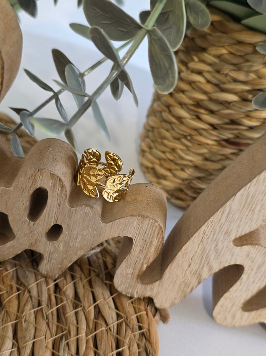 Nos Bagues Large Feuille Doré