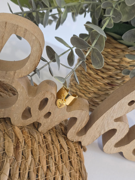 Nos Bagues Large Cœur Doré Torsadé