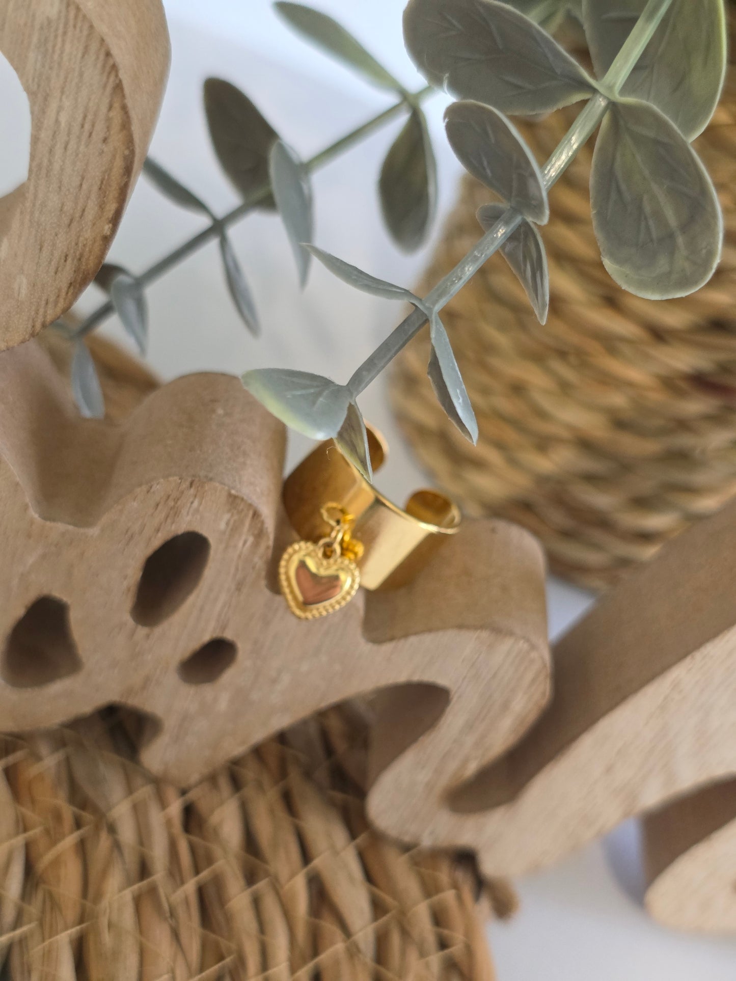 Nos Bagues Large Cœur Doré Torsadé