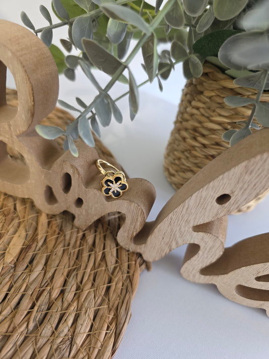 Nos Bagues Doré Fleur Noir