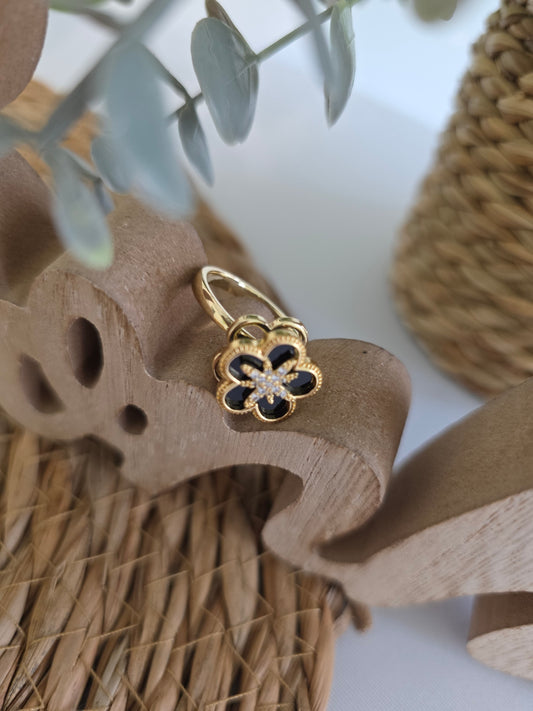 Nos Bagues Doré Fleur Noir