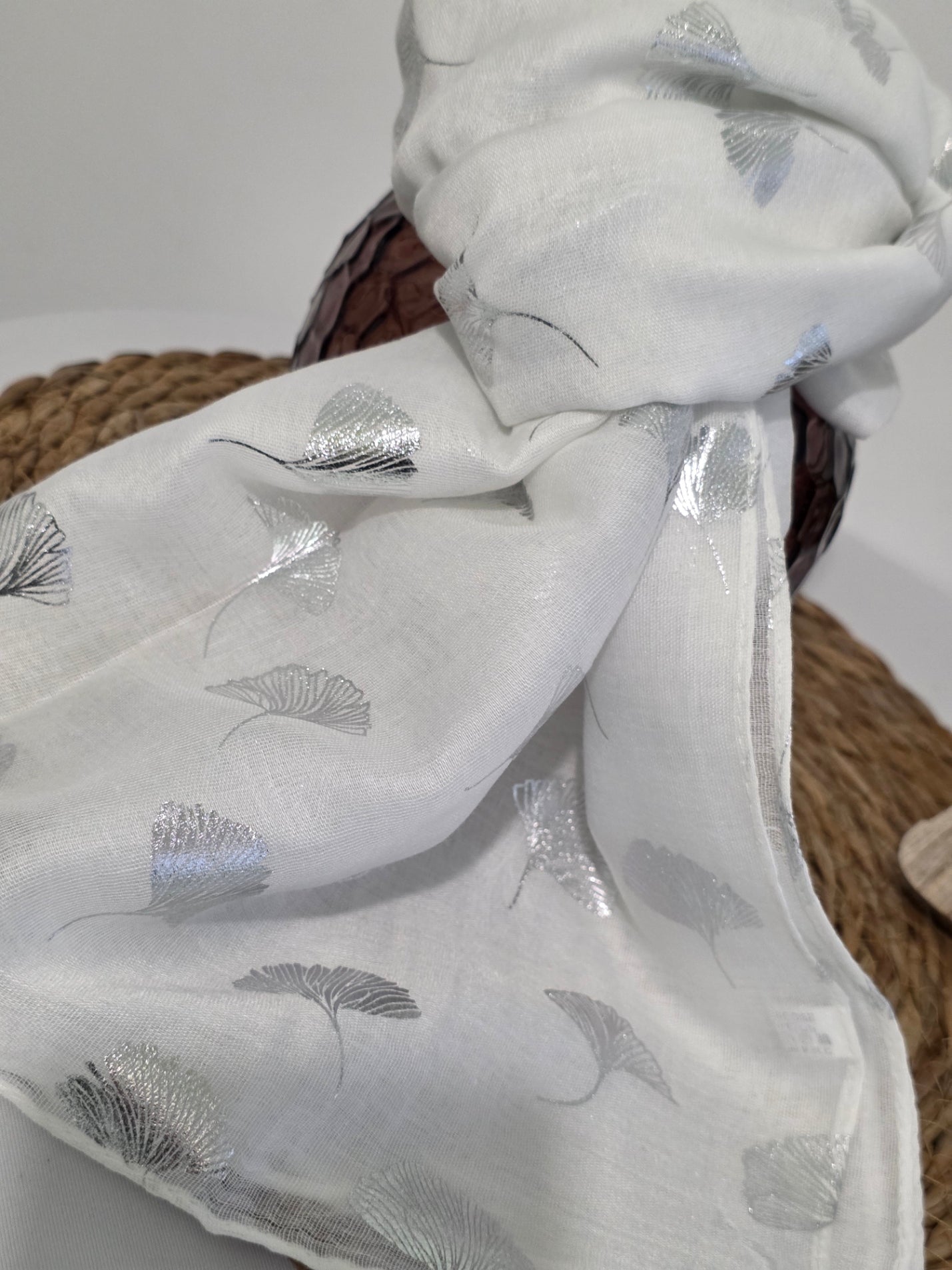 Foulard Femme Printanier Blanc Argenté