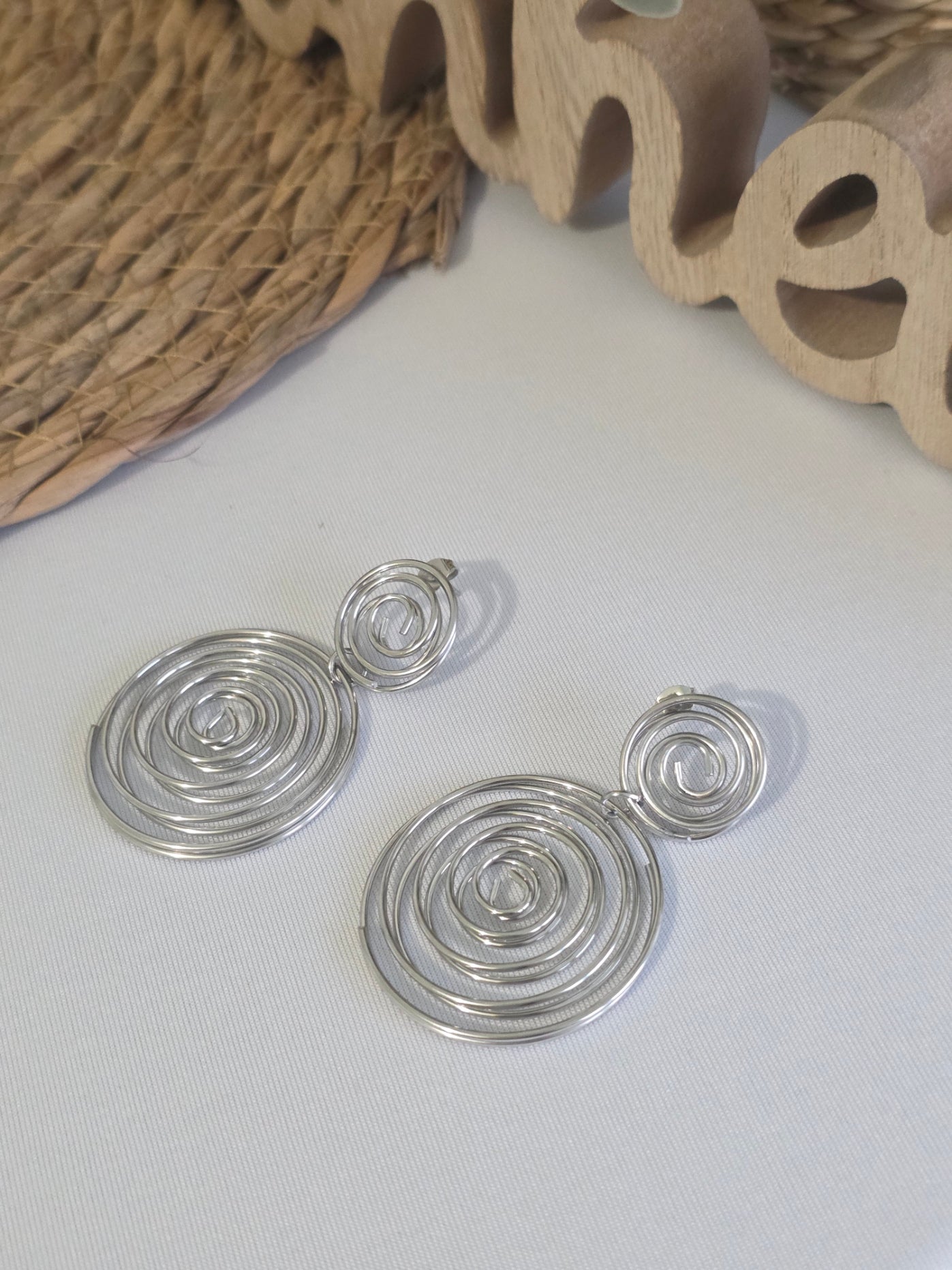 Boucle d'Oreille Pendante Zig Zag Argenté