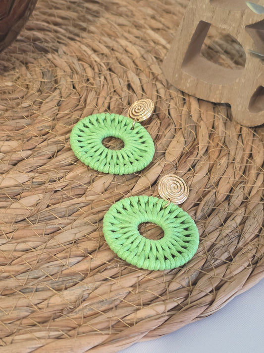 Boucle d'Oreille Pendante Corde Torsadé Vert