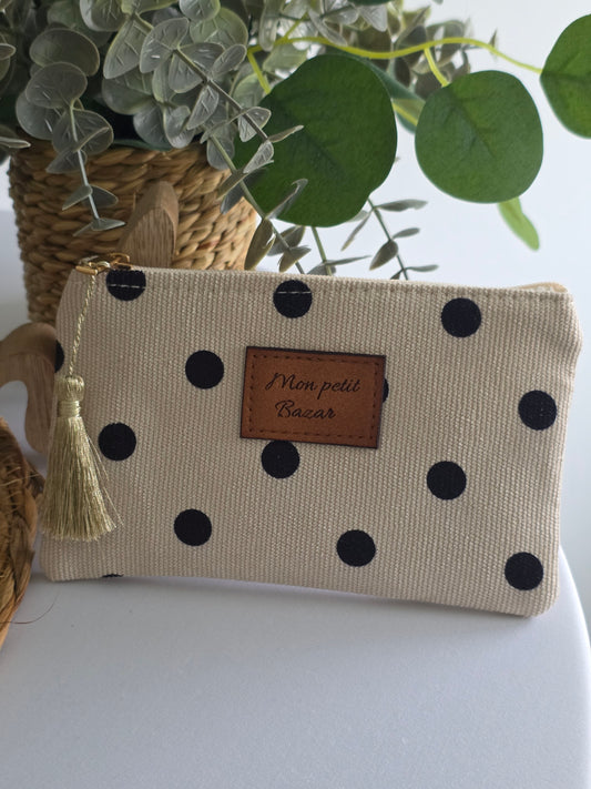 Pochette "Mon Petit Bazar" Beige à Petit Pois