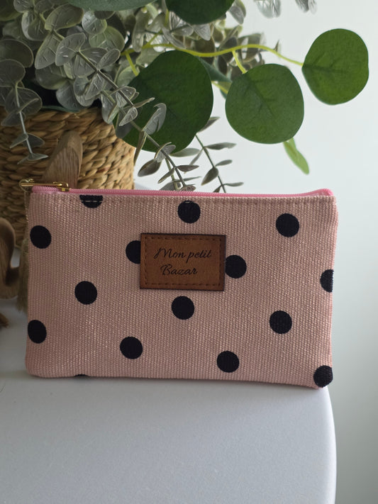 Pochette "Mon Petit Bazar" Rose à Petit Pois