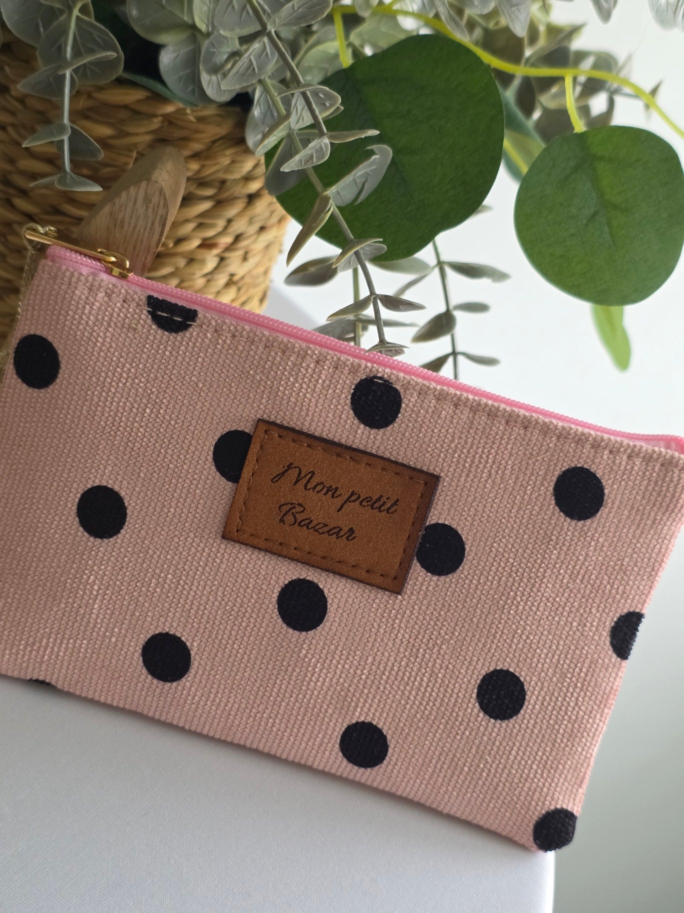Pochette "Mon Petit Bazar" Rose à Petit Pois