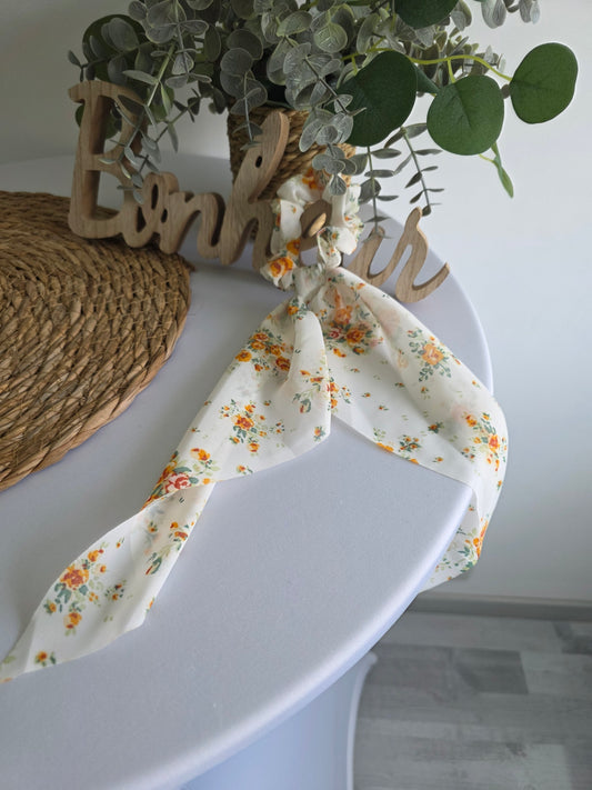 Le Chouchou Foulard Voile Blanc Orangé