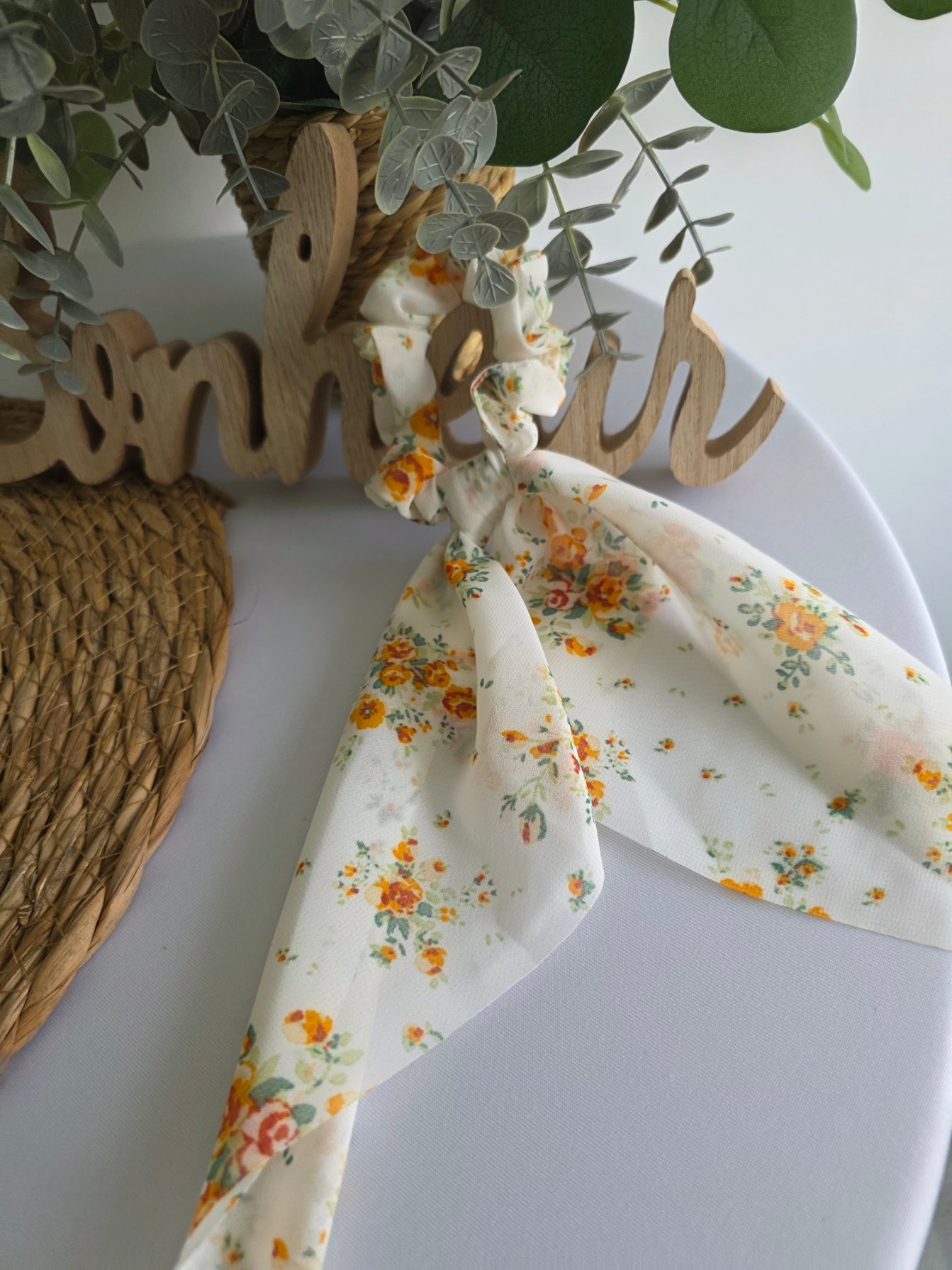 Le Chouchou Foulard Voile Blanc Orangé