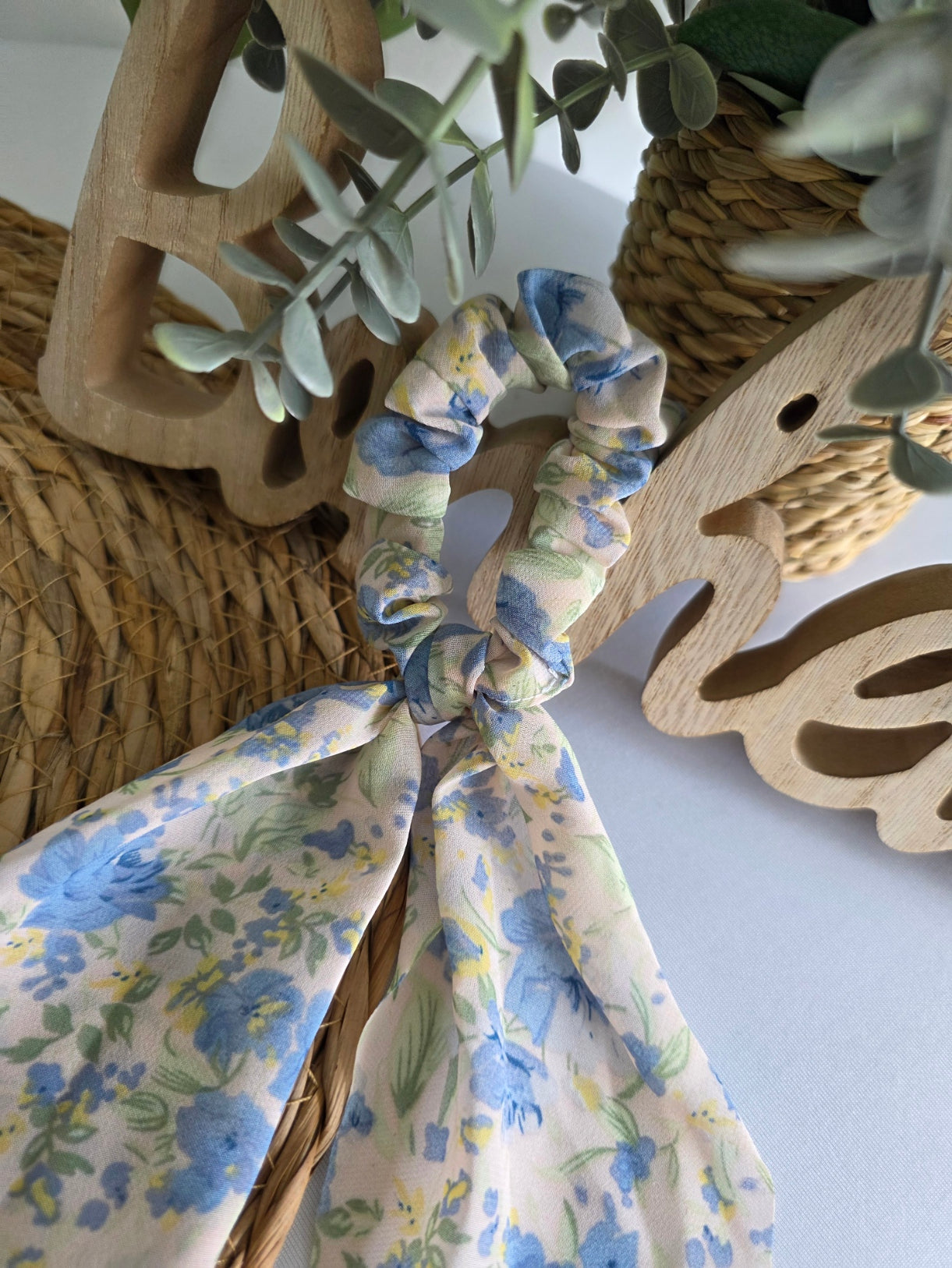 Le Chouchou Foulard Voile Floral Bleu
