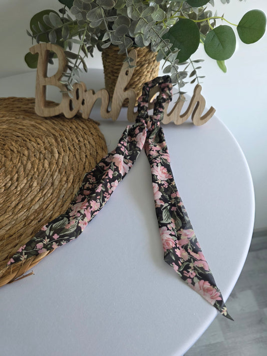 Le Chouchou Foulard Voile Noir Rose