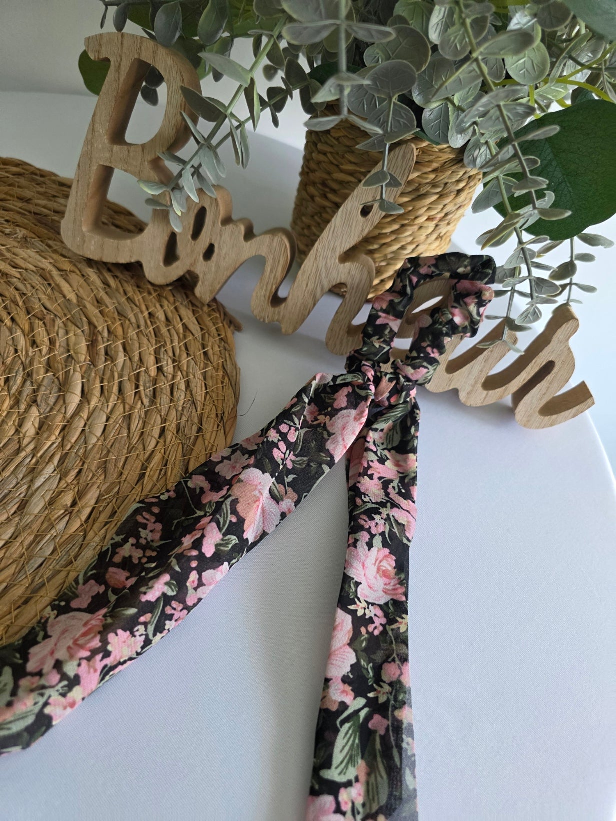 Le Chouchou Foulard Voile Noir Rose