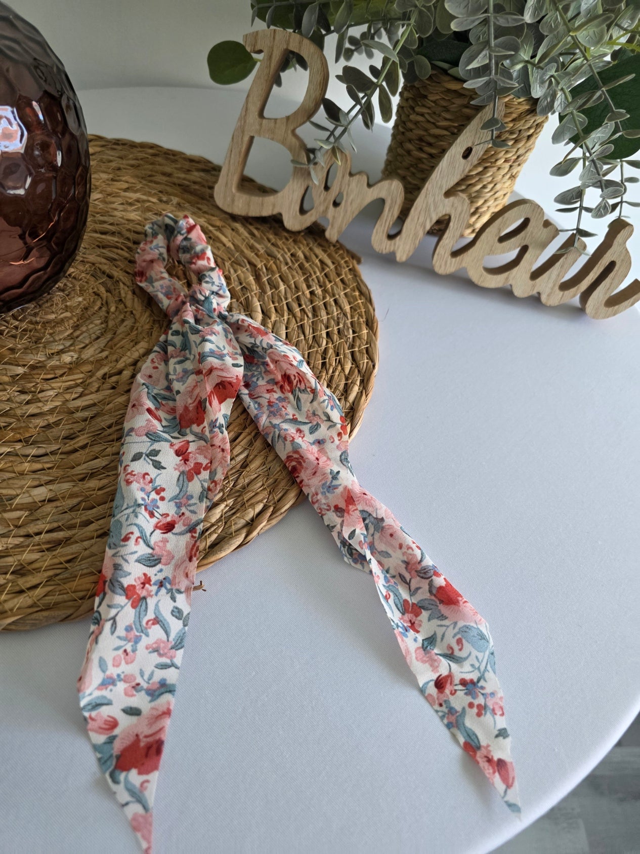 Le Chouchou Foulard Voile Floral Rose
