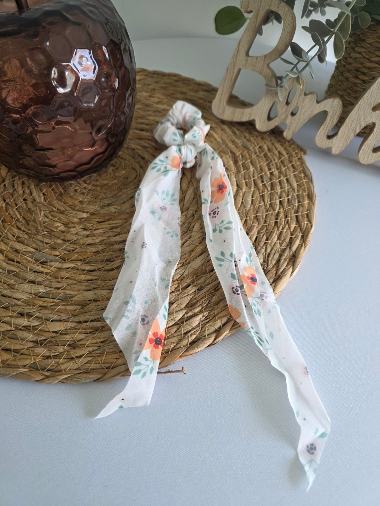 Le Chouchou Foulard Voile Floral Blanc