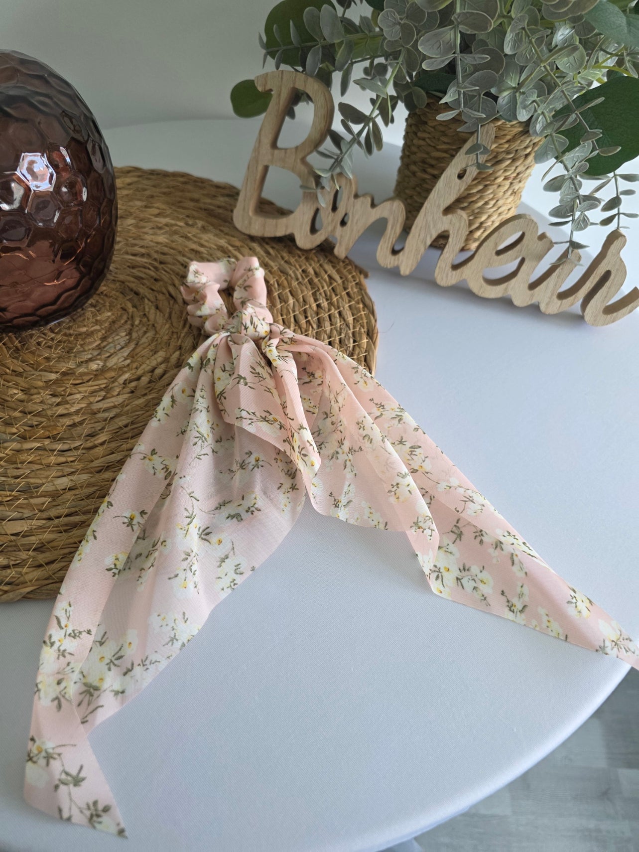 Le Chouchou Foulard Voile Blanc Rose