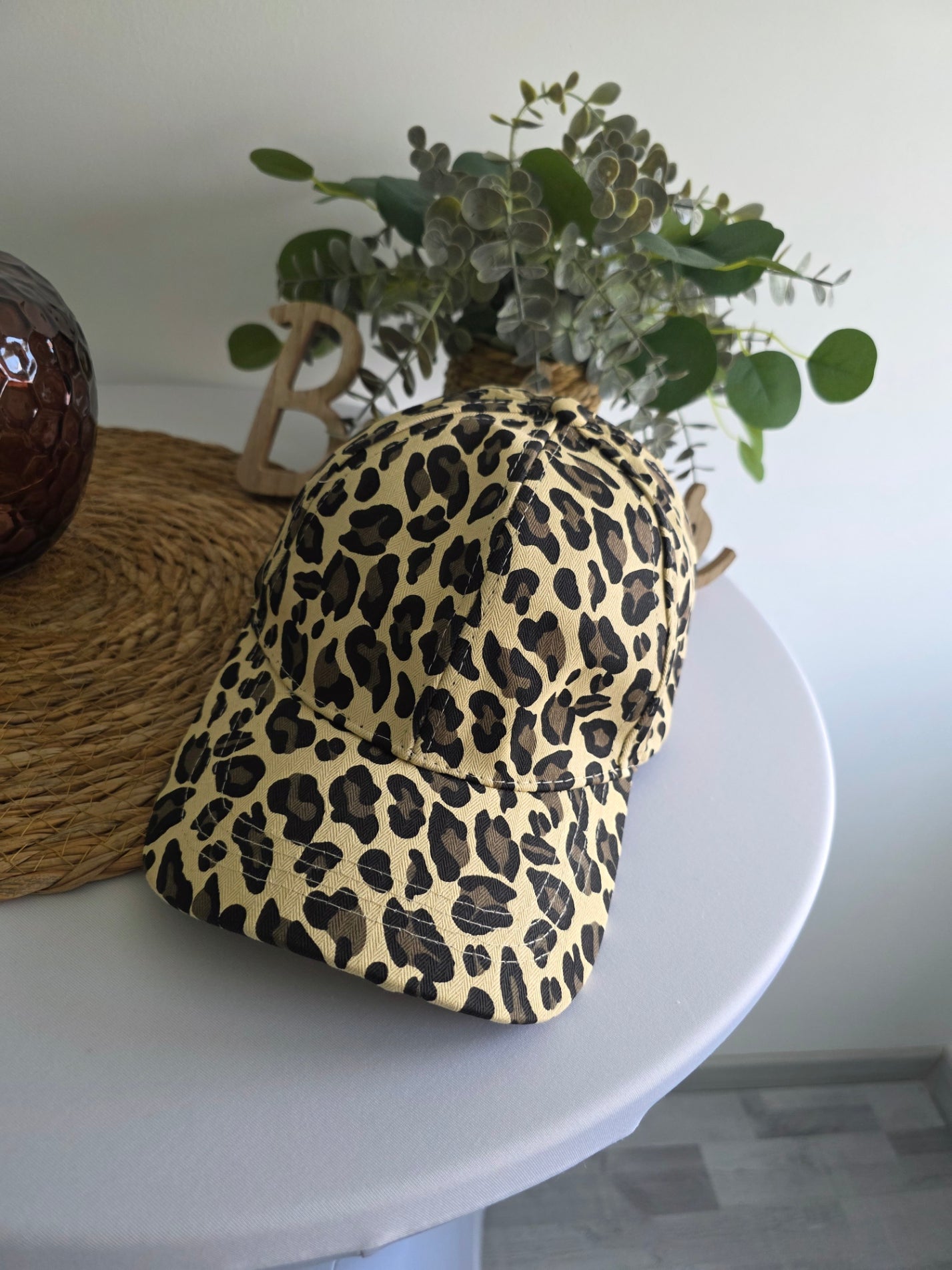 Casquette Féminine Léopard Beige