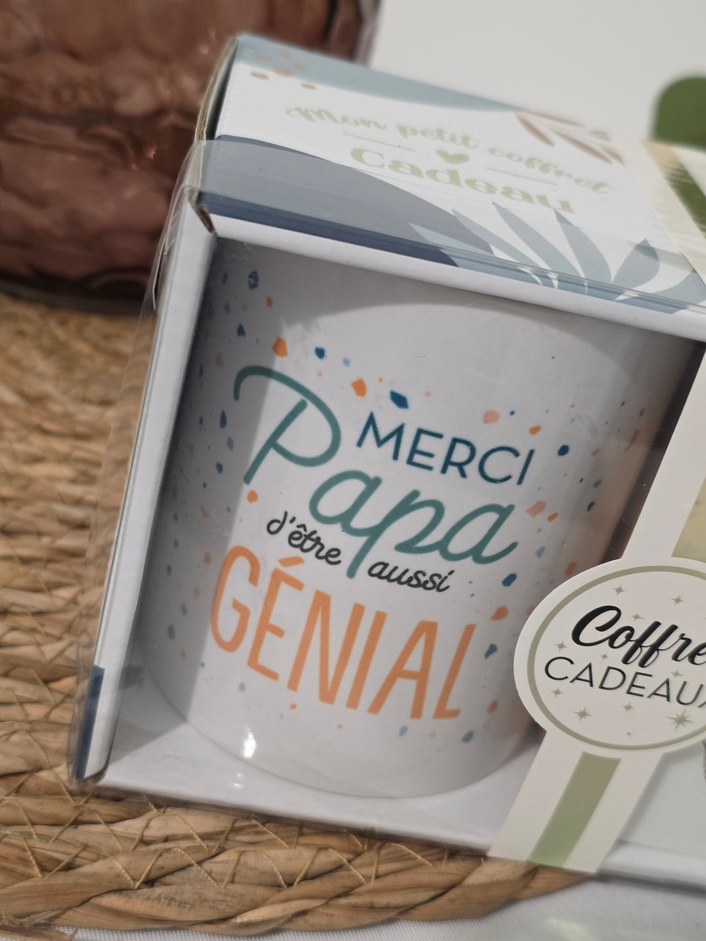 COFFRET MUG PORTE CLE "Merci Papa d'être aussi GENIAL"