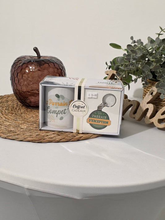 COFFRET MUG PORTE CLE "Parrain de Compet' "
