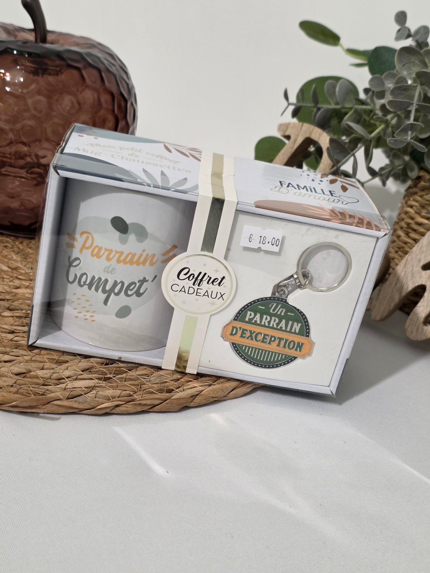 COFFRET MUG PORTE CLE "Parrain de Compet' "