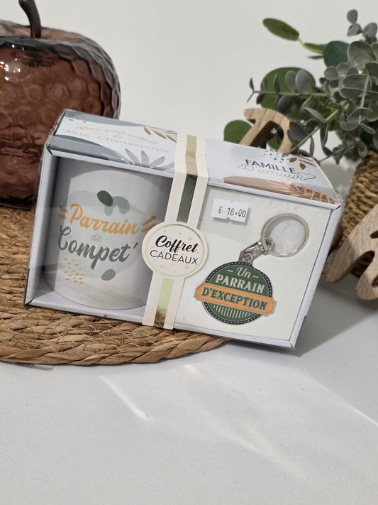 COFFRET MUG PORTE CLE "Parrain de Compet' "