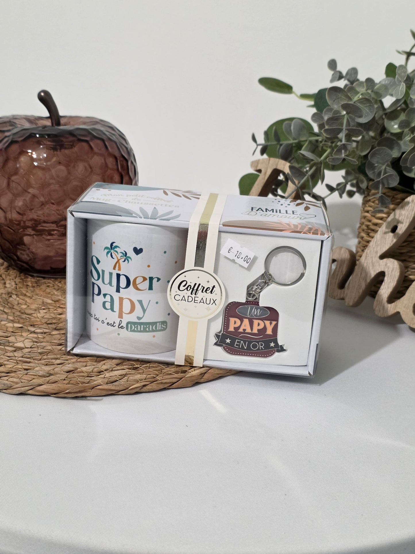 COFFRET MUG PORTE CLE "Super Papy "