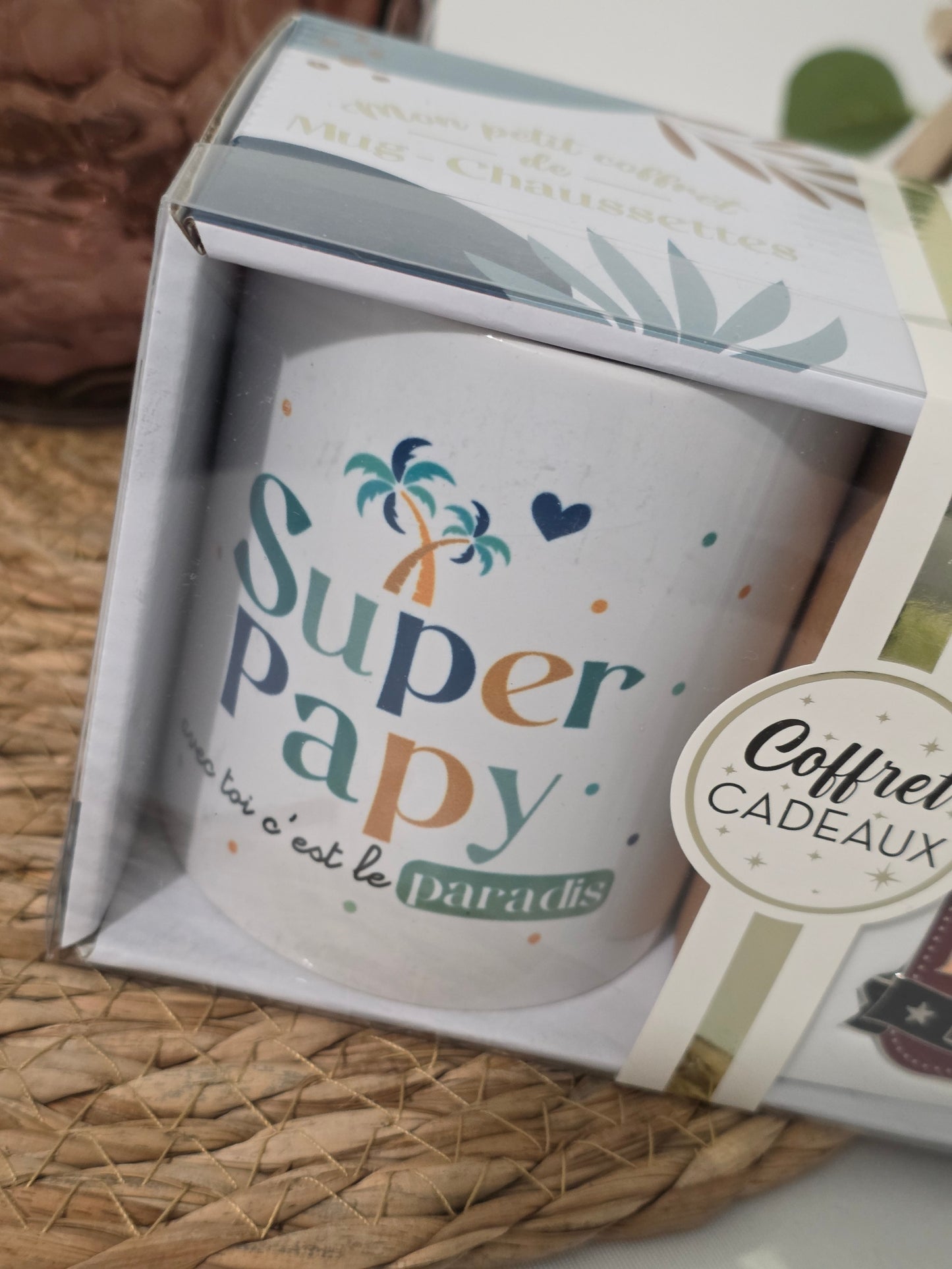 COFFRET MUG PORTE CLE "Super Papy "