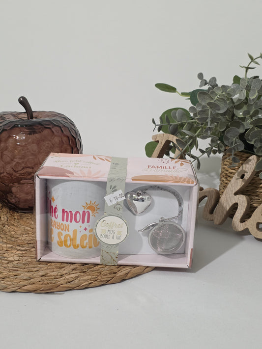 COFFRET MUG BOULE A THE "Thé mon rayon de soleil "