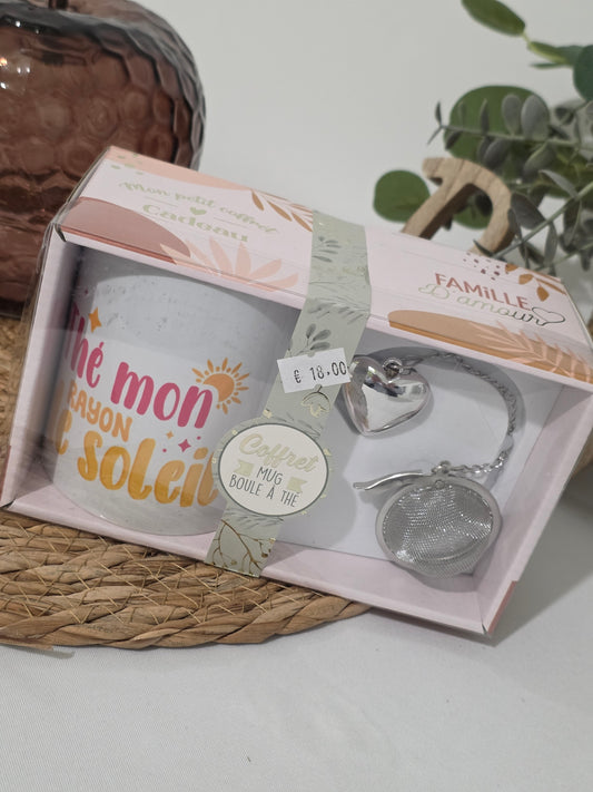 COFFRET MUG BOULE A THE "Thé mon rayon de soleil "