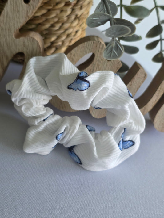 Chouchou Blanc Papillon Bleu