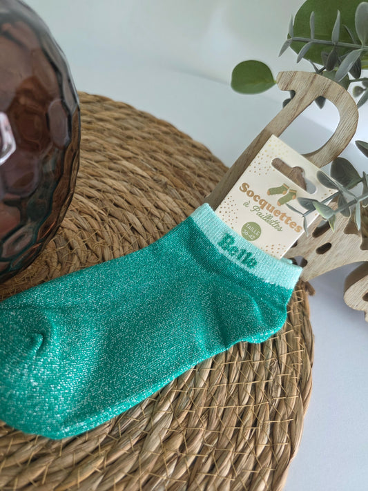 BELLE - Socquette à Paillette Vert