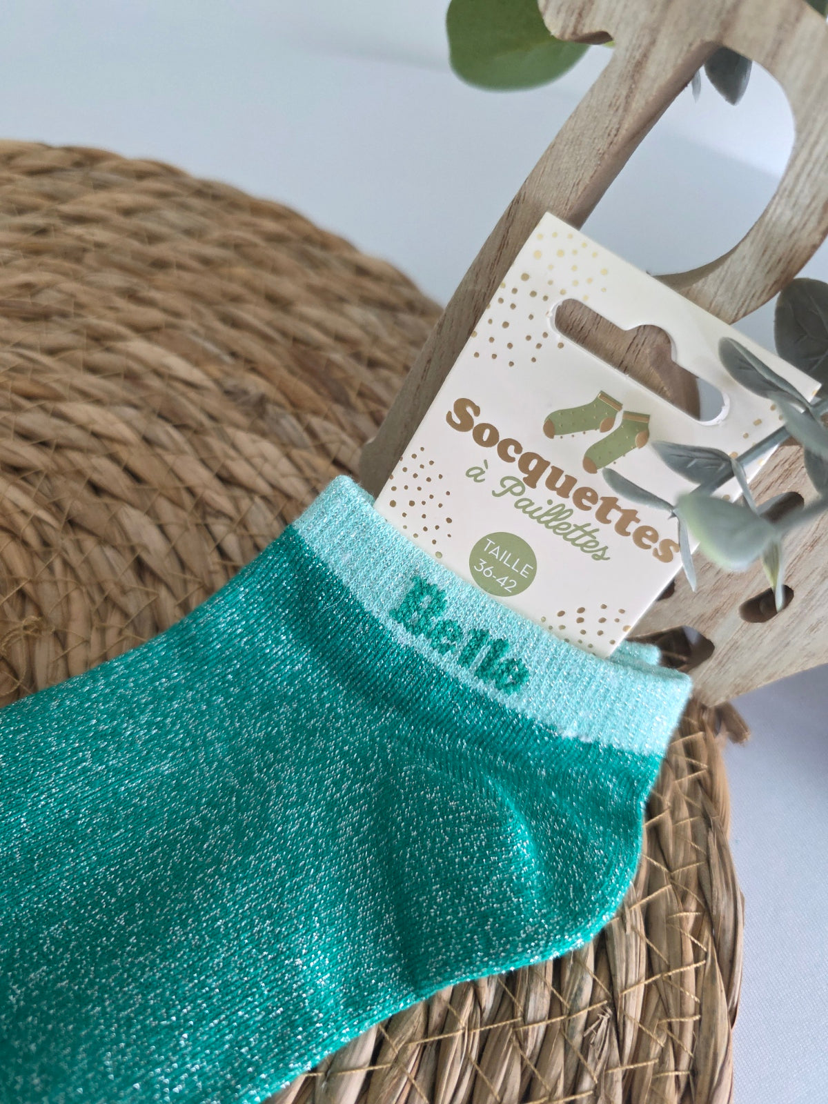 BELLE - Socquette à Paillette Vert